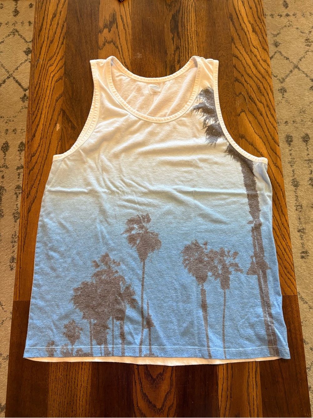 Old Navy Blue and White Palm-Print Tank Top